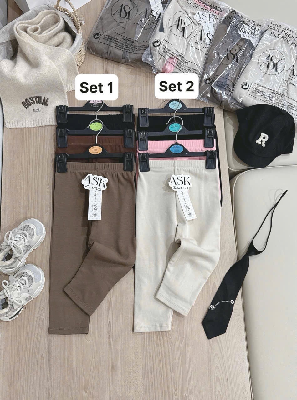 QB351 - SET 3 QUẦN BÉ ZIP LÔNG 1 MẶT ĐẸP