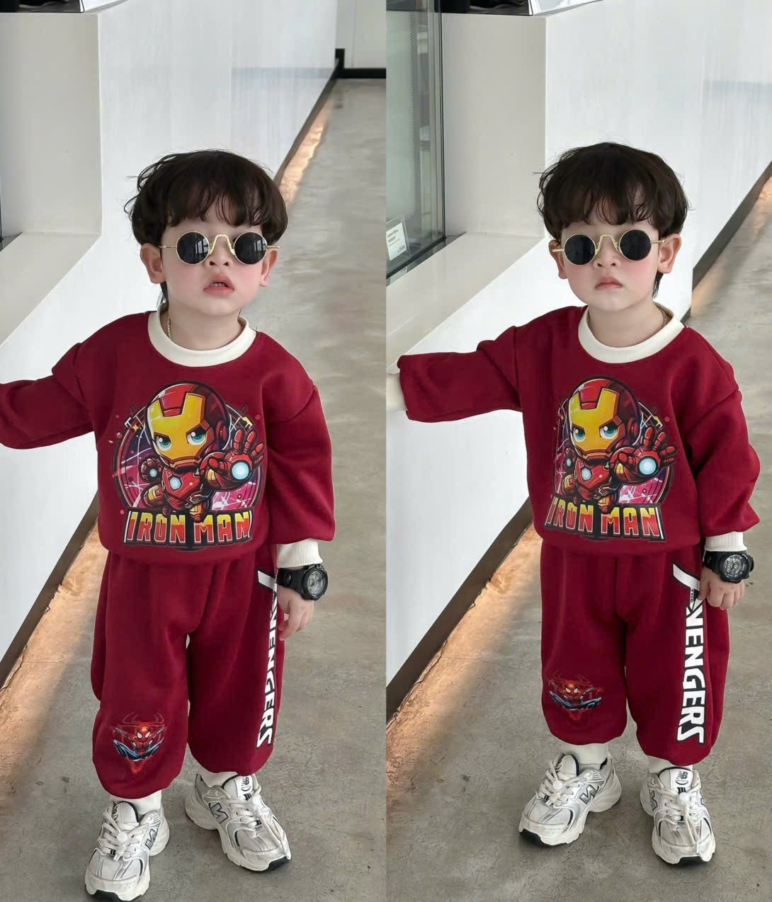 T016 - BỘ NỈ BÉ TRAI HAIDA AVENGER ĐỎ BE