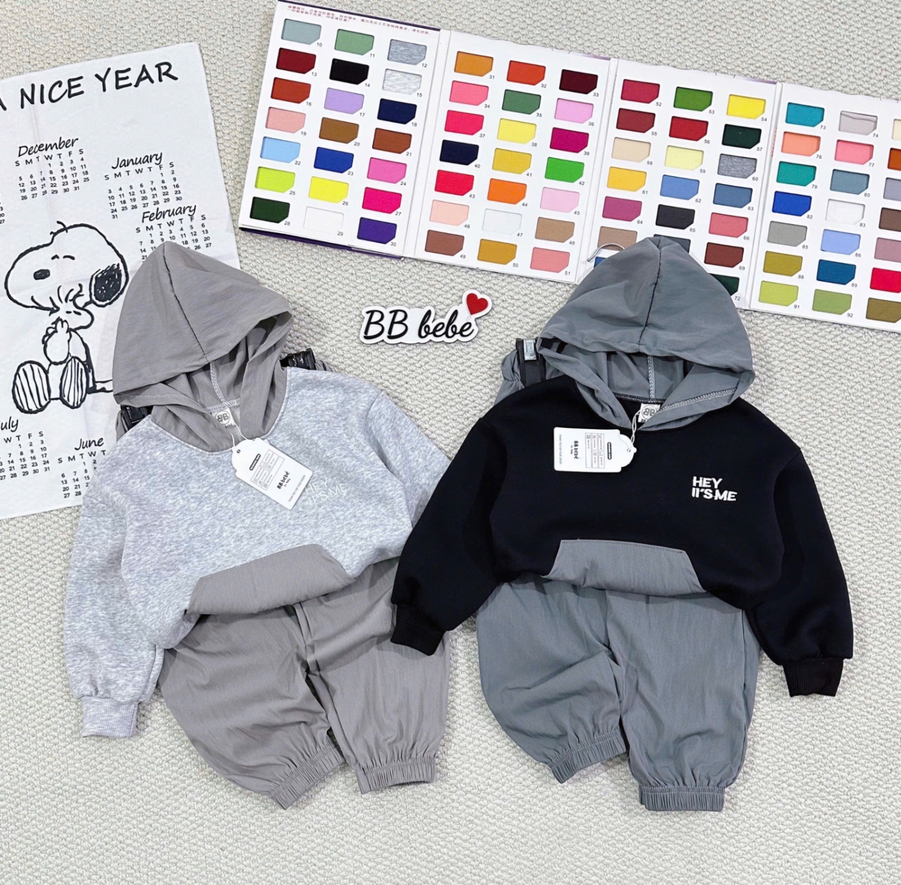T017 - BỘ NỈ BÉ TRAI PHỐI MŨ HEY ME