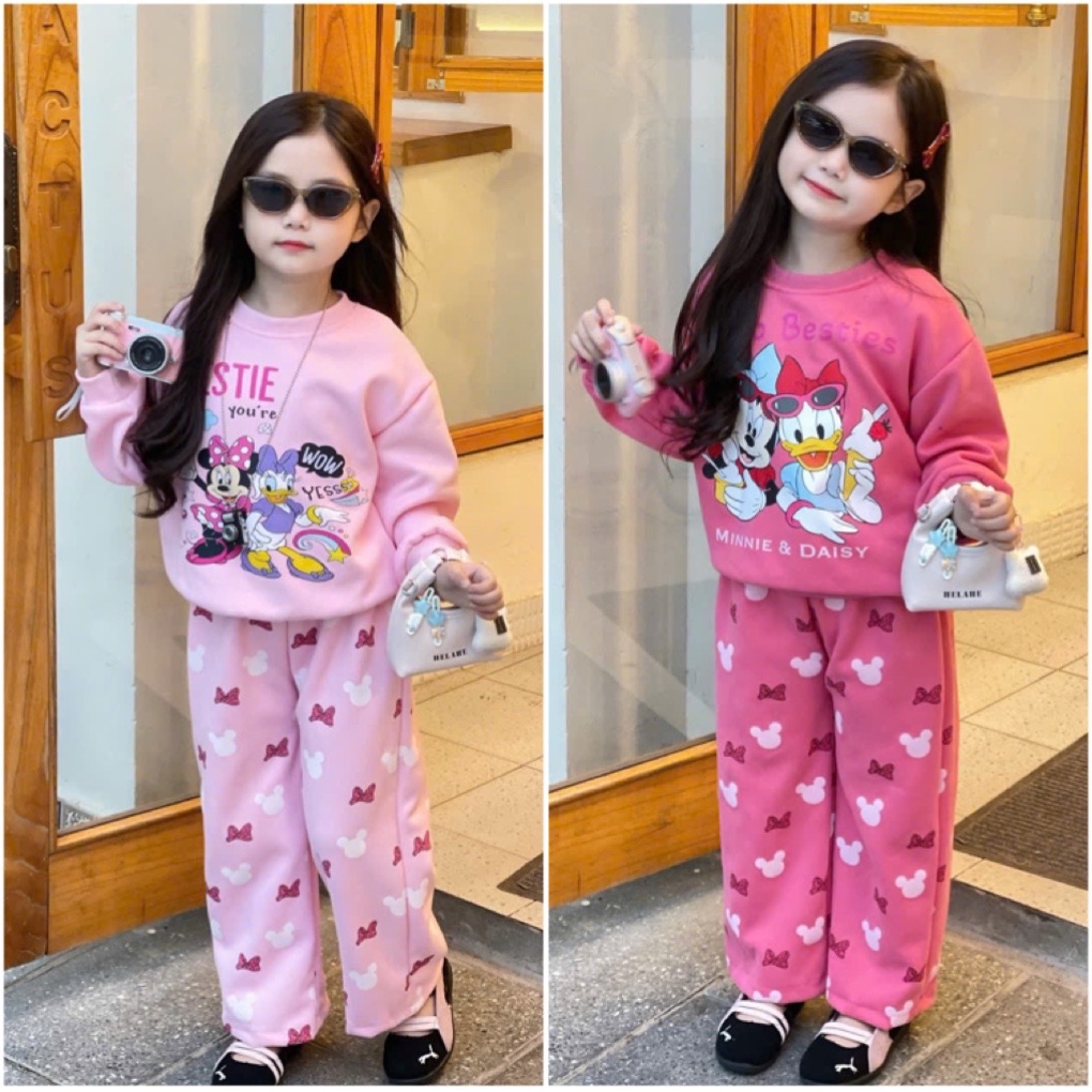 G820 - BỘ NỈ BÉ GÁI HAIDA SIZE NHỠ MICKEY DONALD
