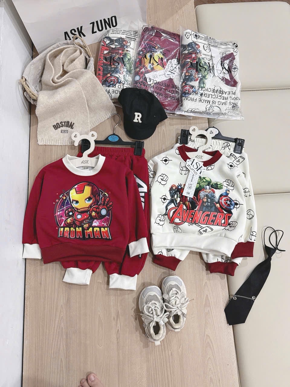 T016 - BỘ NỈ BÉ TRAI HAIDA AVENGER ĐỎ BE