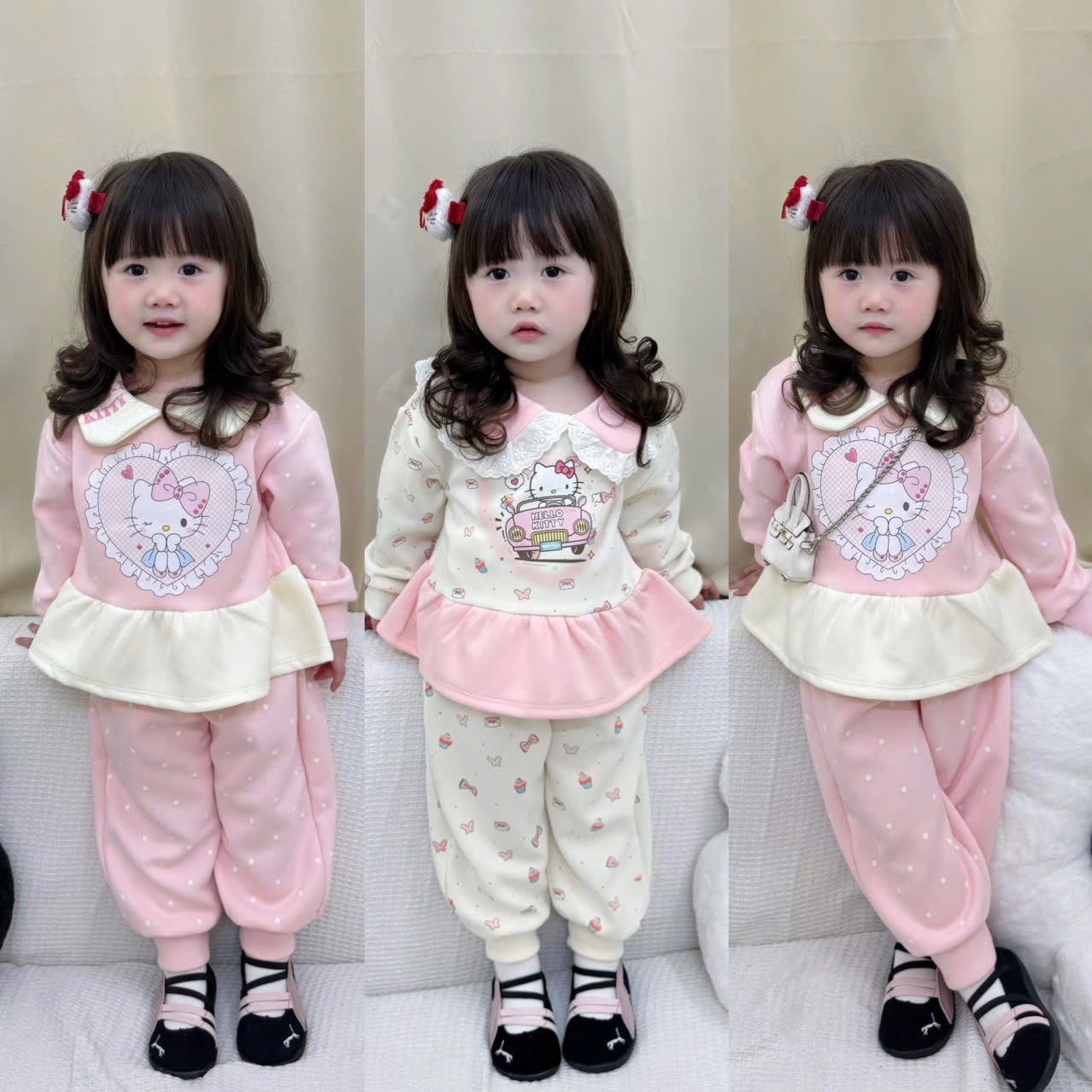 G819 - SET BÉ GÁI HAIDA CỔ SEN BABYDOLL KITTY