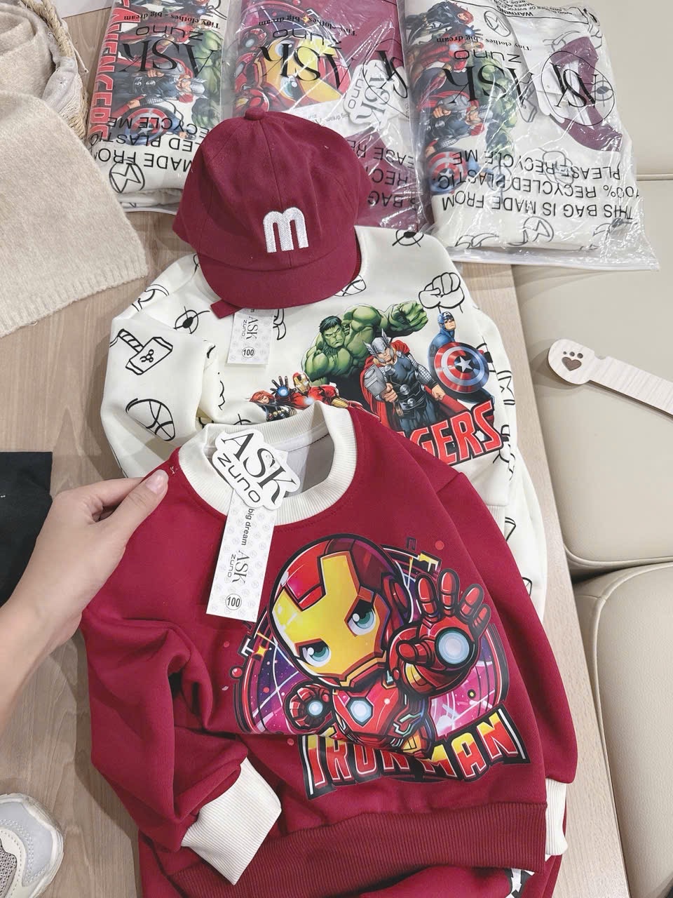 T016 - BỘ NỈ BÉ TRAI HAIDA AVENGER ĐỎ BE