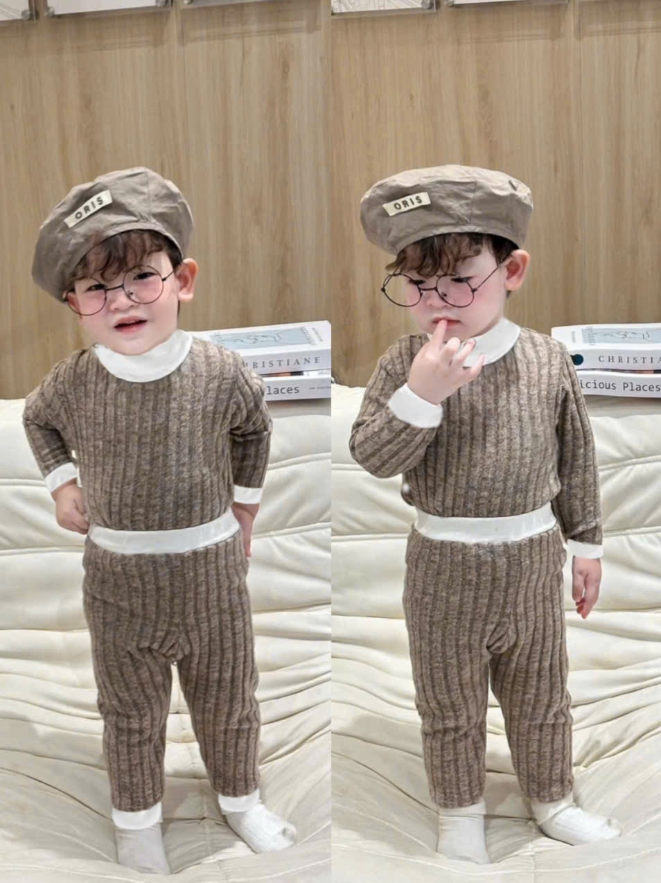 T020 - SET 2 BỘ BÉ TRAI ĐŨA LÔNG CỔ TRẮNG