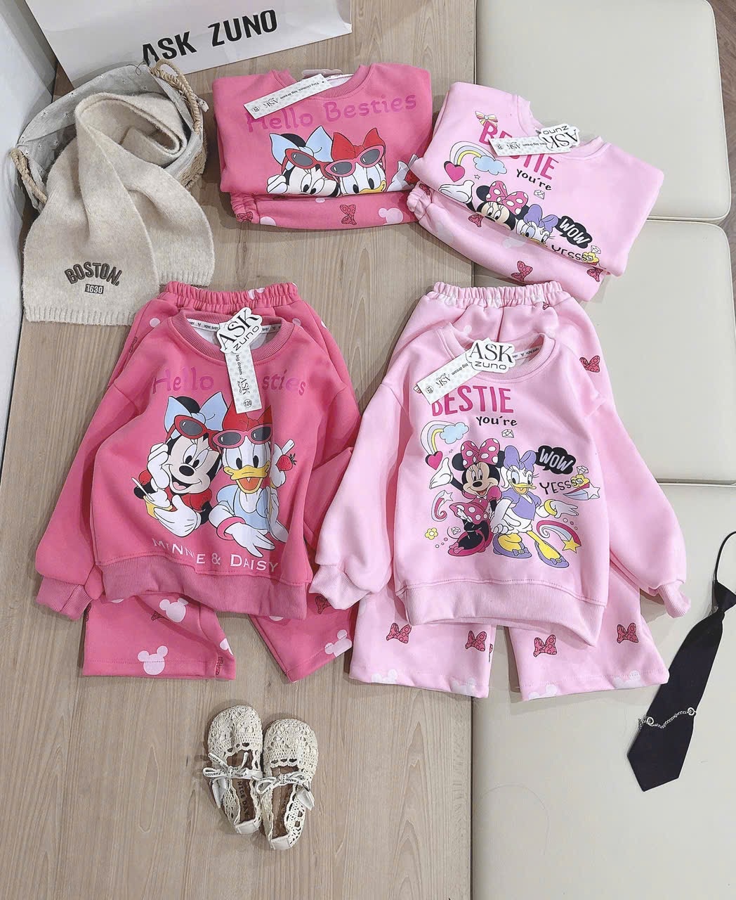 G820 - BỘ NỈ BÉ GÁI HAIDA SIZE NHỠ MICKEY DONALD