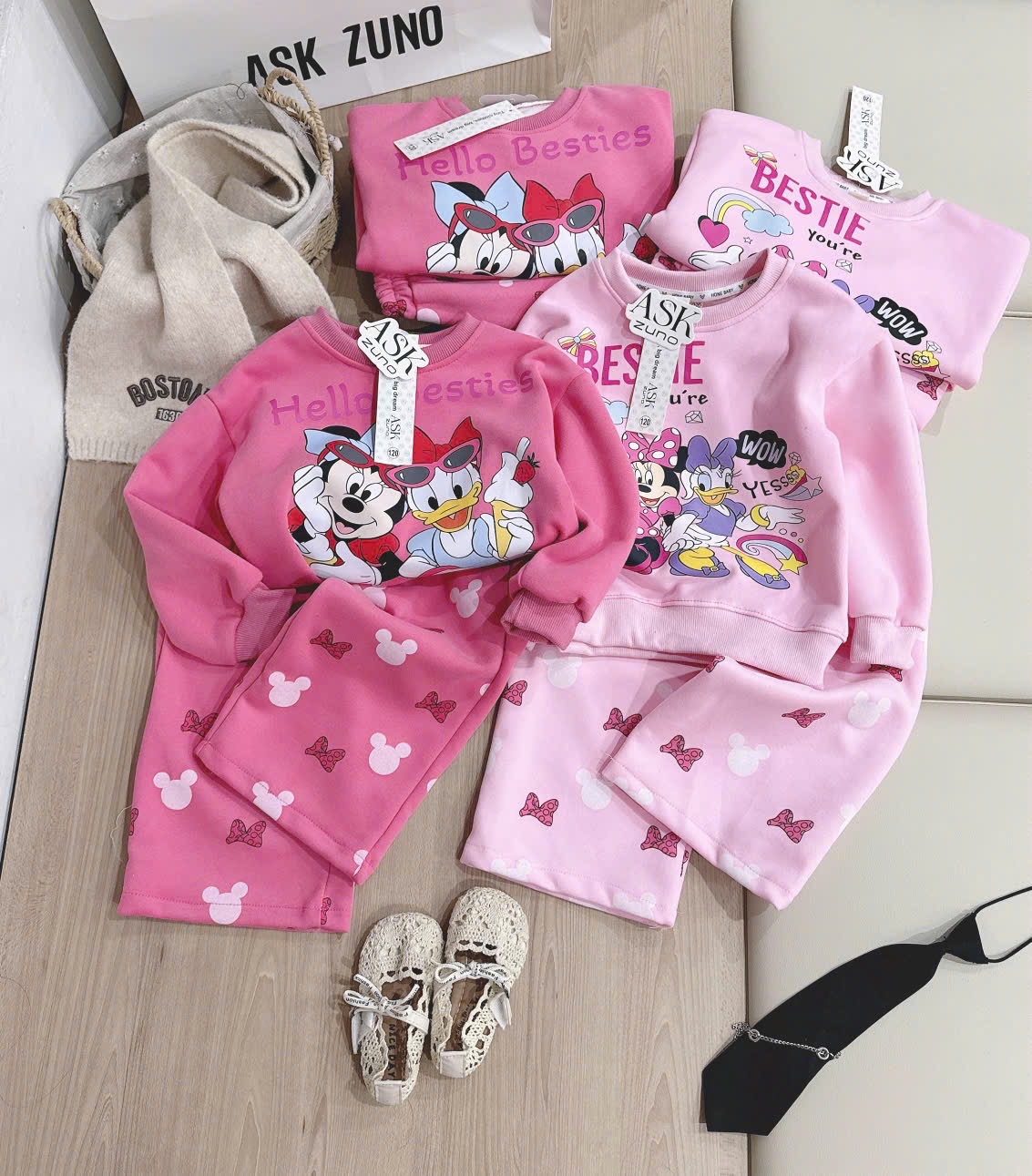 G820 - BỘ NỈ BÉ GÁI HAIDA SIZE NHỠ MICKEY DONALD