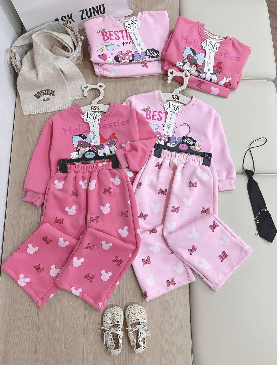 G820 - BỘ NỈ BÉ GÁI HAIDA SIZE NHỠ MICKEY DONALD