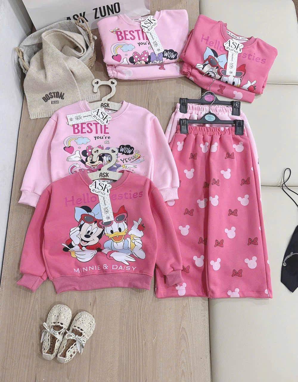 G820 - BỘ NỈ BÉ GÁI HAIDA SIZE NHỠ MICKEY DONALD