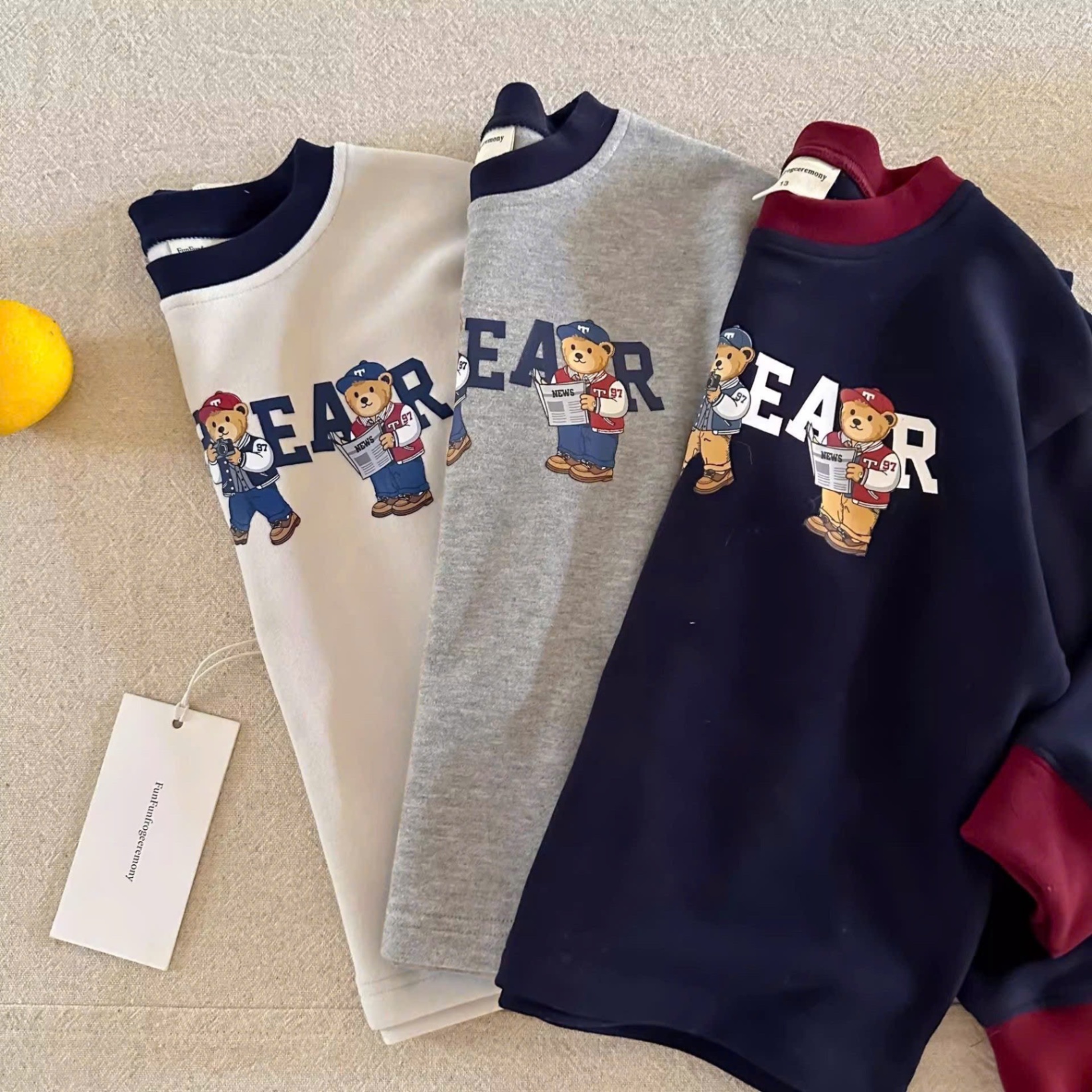 AB831 - SET 3 ÁO BÉ TRAI CỔ VIỀN GẤU WTBEAR