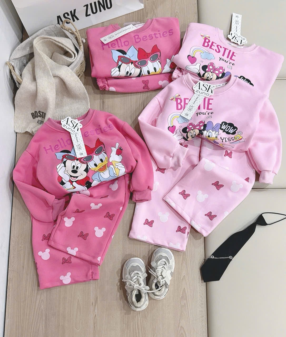 G820 - BỘ NỈ BÉ GÁI HAIDA SIZE NHỠ MICKEY DONALD