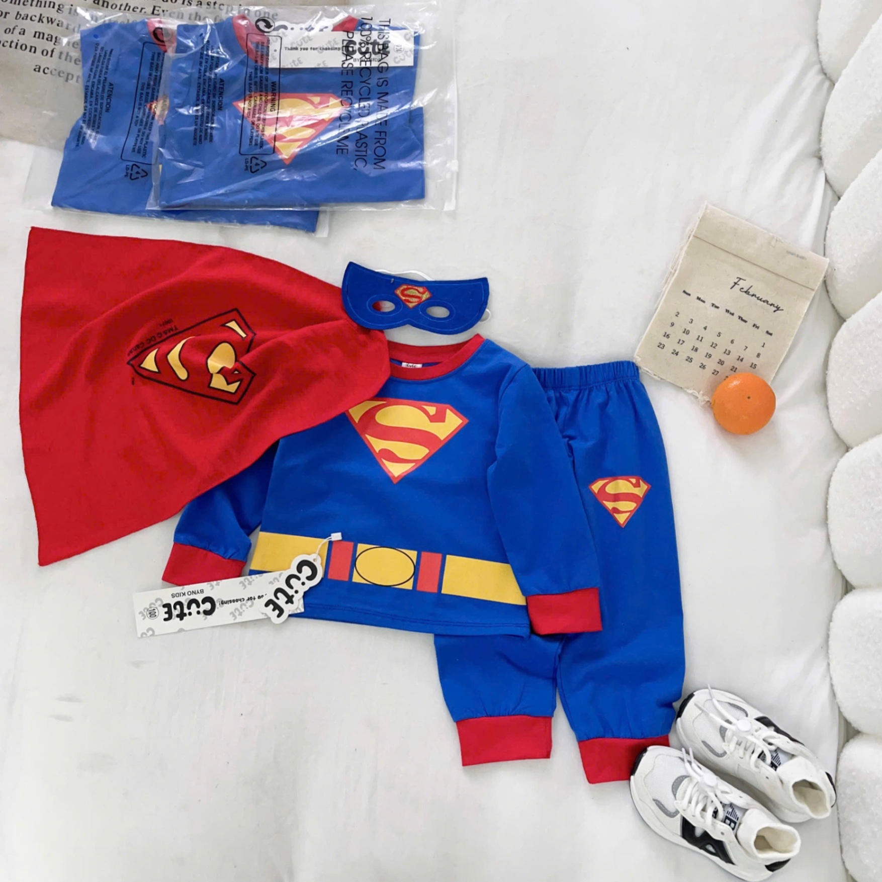 T019 - SET BÉ TRAI 4CT XANH ĐỎ SPIDERMAN KÈM CHOÀNG