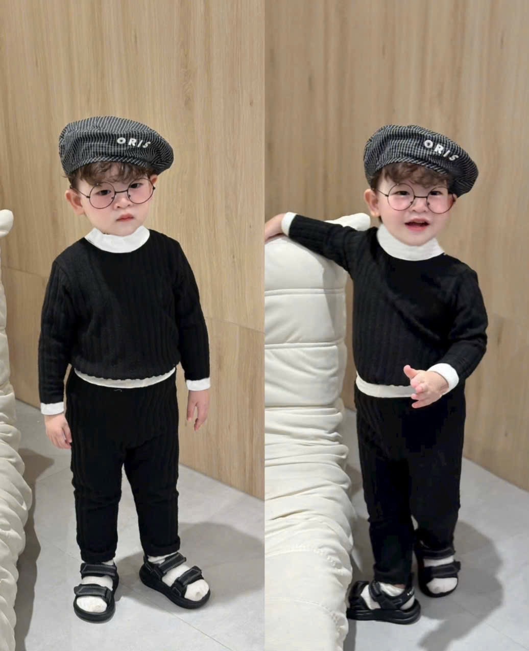 T020 - SET 2 BỘ BÉ TRAI ĐŨA LÔNG CỔ TRẮNG