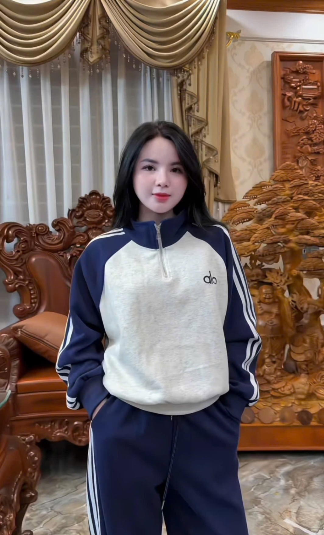 S216 - BỘ NỈ NỮ HAIDA CỔ KHOA GHI TAY THAN Alo