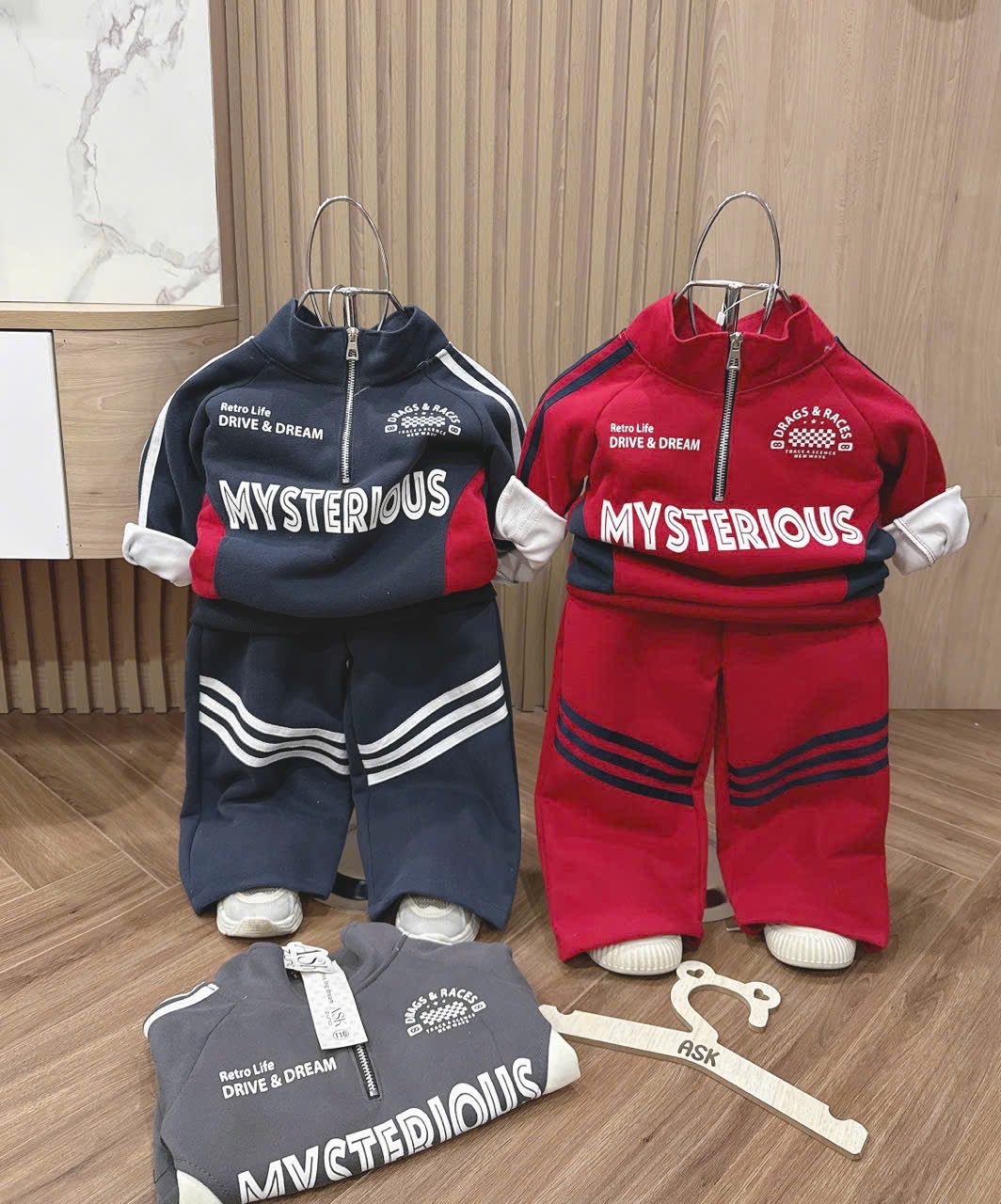 T023 - BỘ NỈ BÉ TRAI CỔ KHOÁ MYSTERIOUS QUẦN SUÔNG