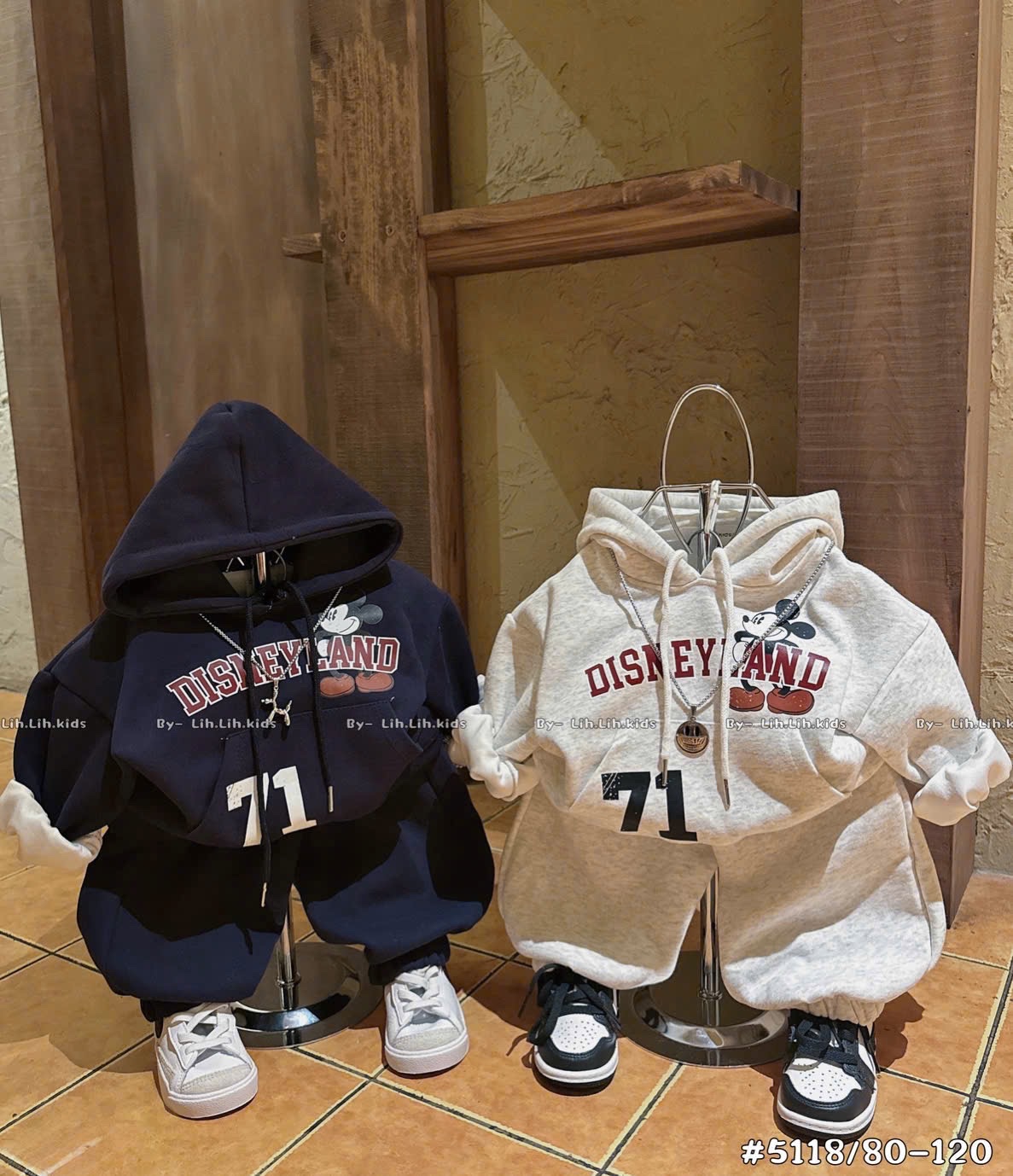T029 - BỘ NỈ BÉ TRAI HAIDA HOODIE MŨ MICKEY DISNEY
