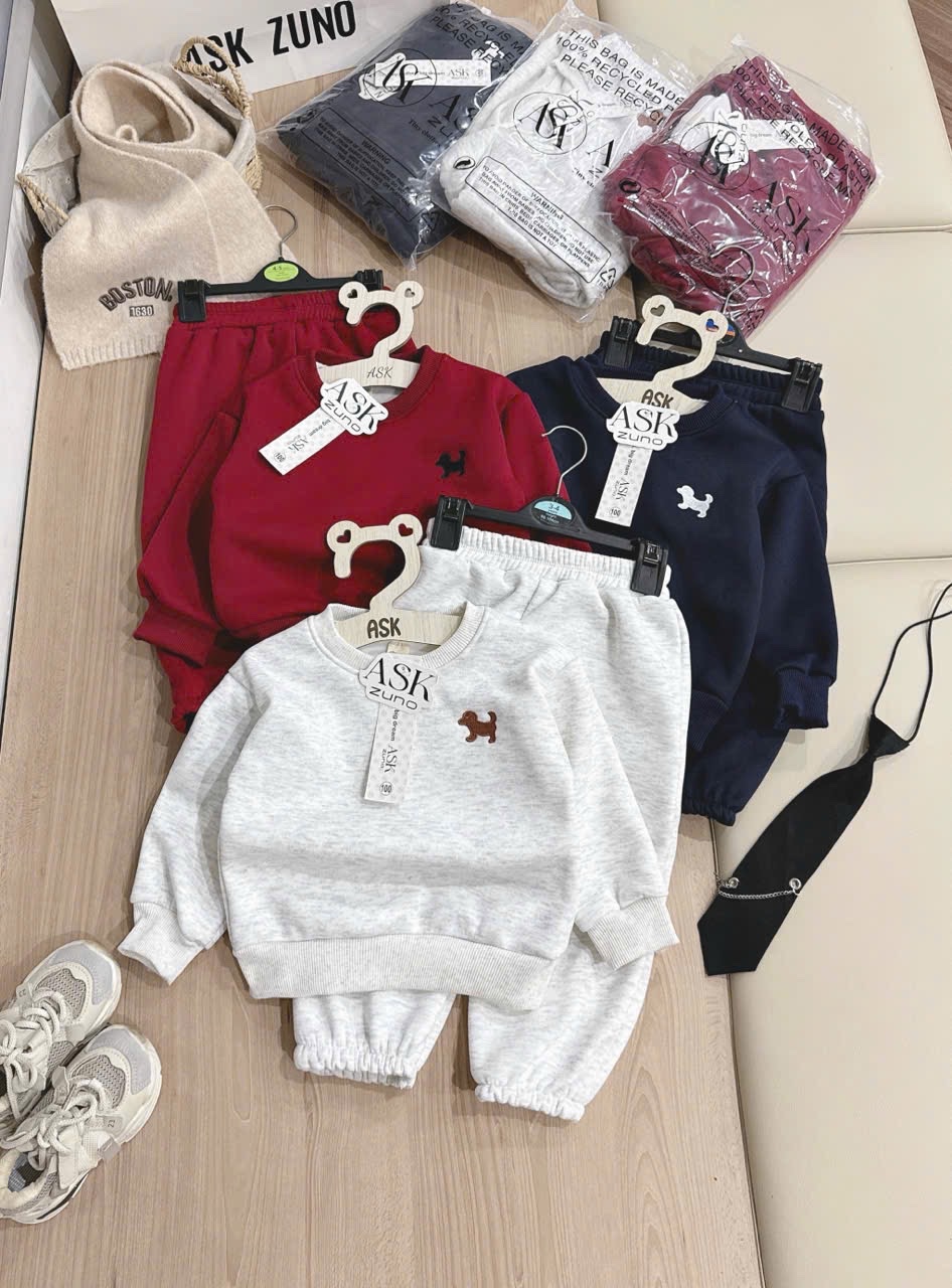 T025 - BỘ NỈ BÉ TRAI HAIDA THÊU CHÓ