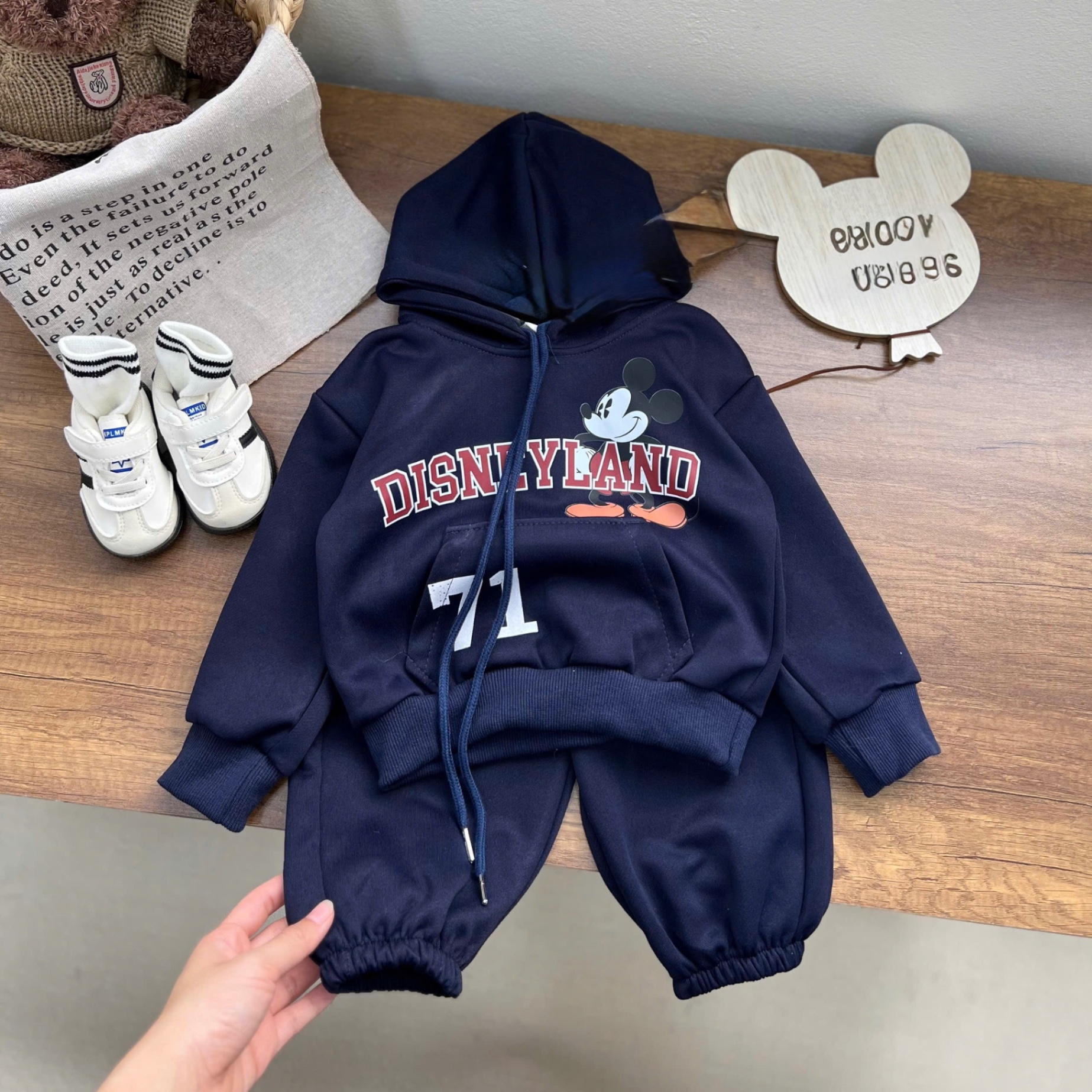 T029 - BỘ NỈ BÉ TRAI HAIDA HOODIE MŨ MICKEY DISNEY