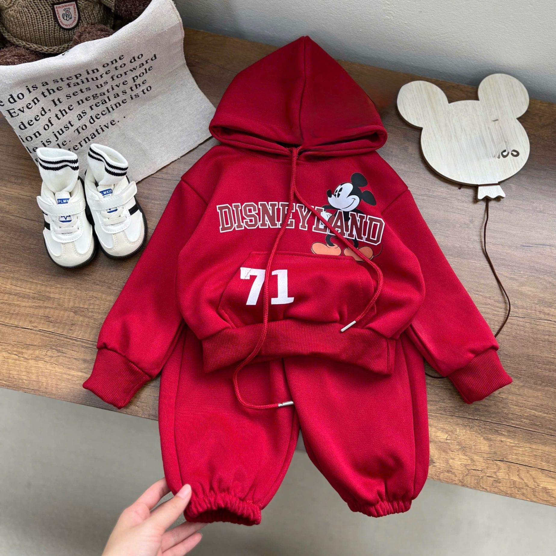 T029 - BỘ NỈ BÉ TRAI HAIDA HOODIE MŨ MICKEY DISNEY