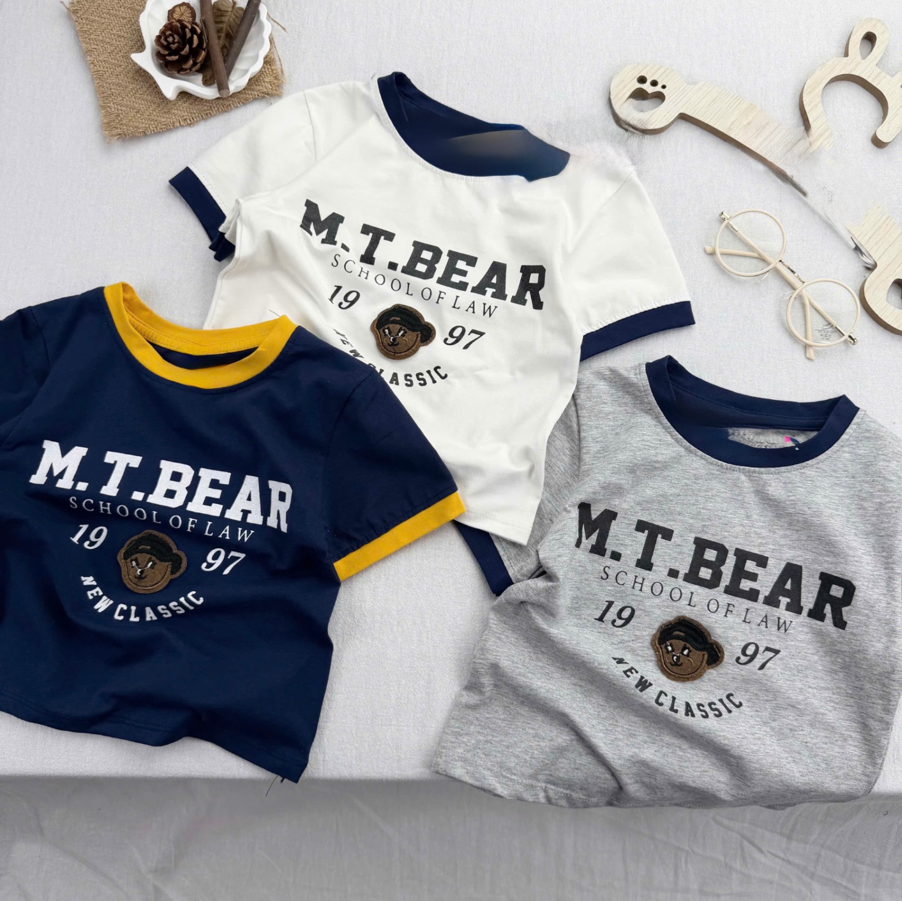 AB834 - SET 3 ÁO BÉ TRAI CỘC TAY MTBEAR 1997