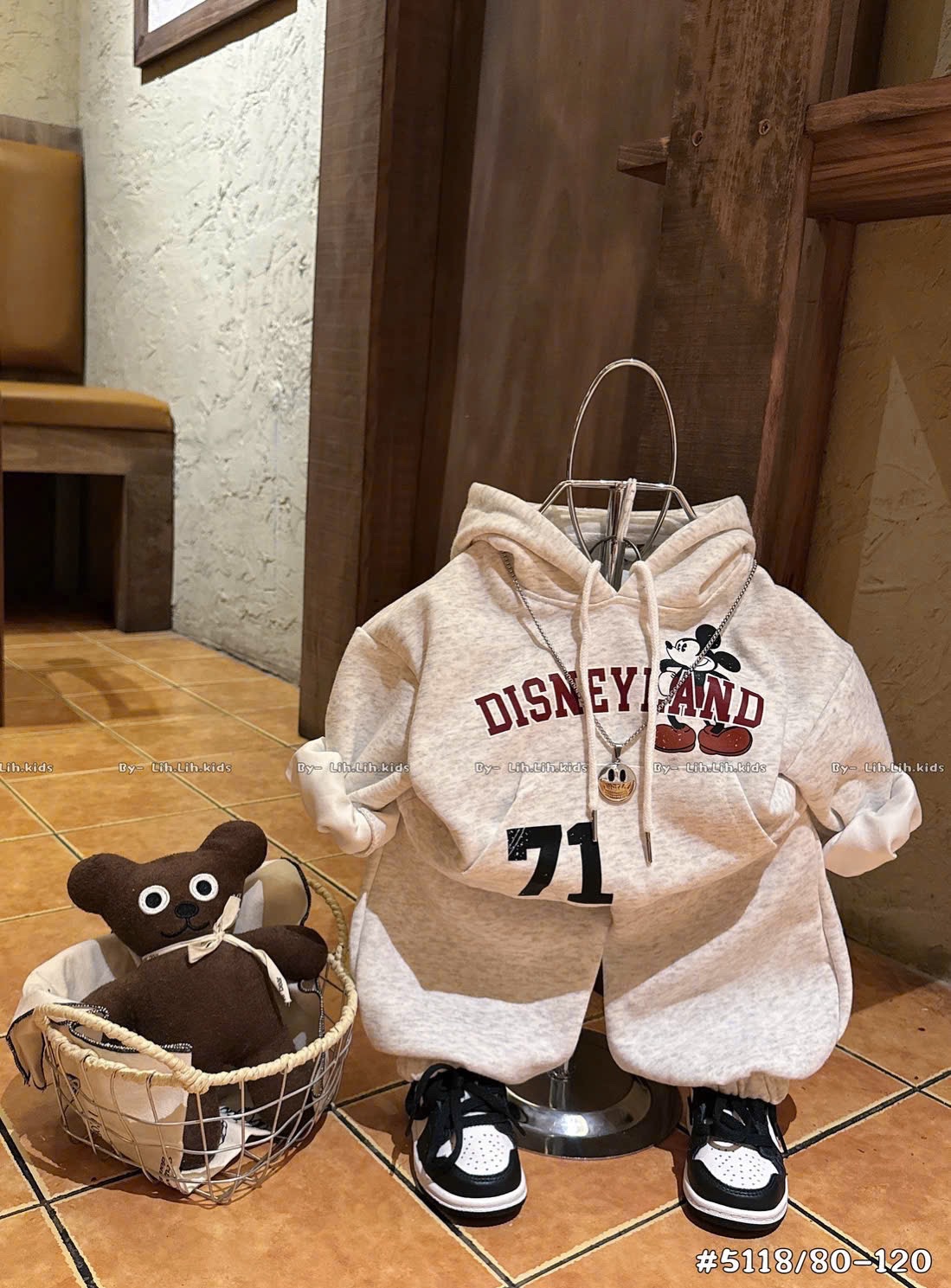 T029 - BỘ NỈ BÉ TRAI HAIDA HOODIE MŨ MICKEY DISNEY