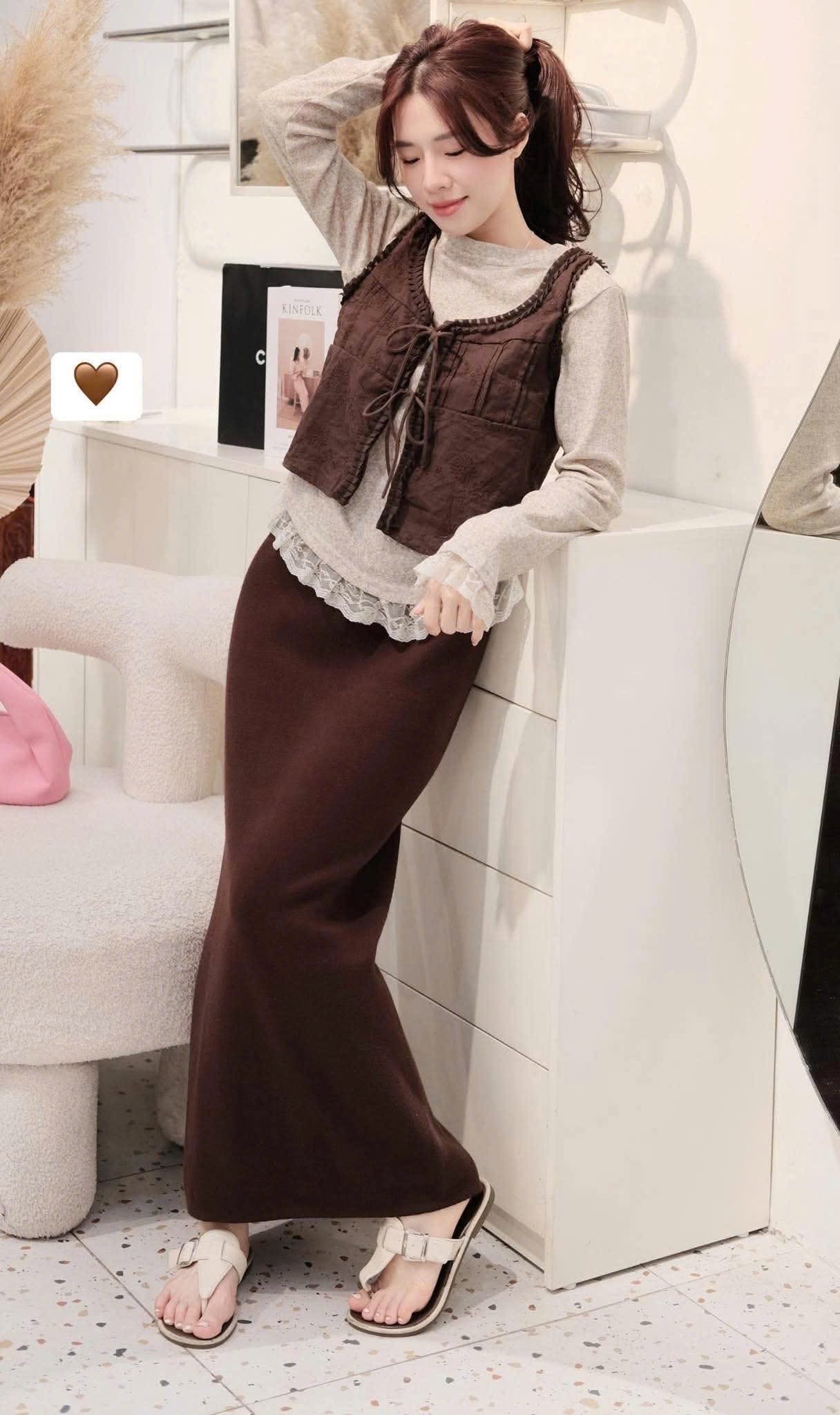 CV164 - CHÂN VÁY QCCC LEN THỎ XỊN DÀI 90cm