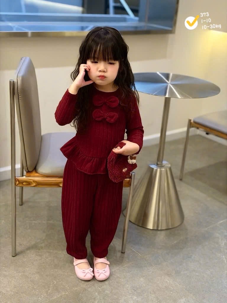 G832 - BỘ BÉ GÁI LEN THỎ BÈO GẤU ĐÍNH NƠ