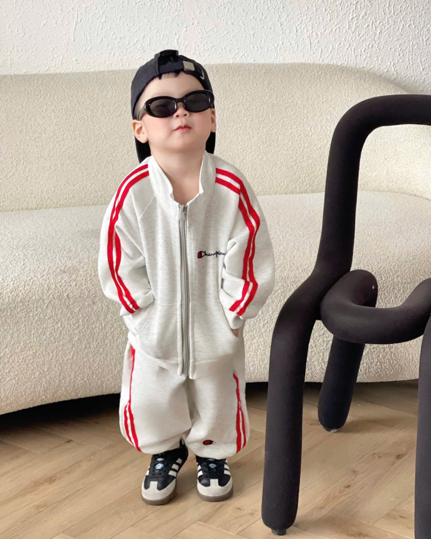 T035 - BỘ NỈ KHOÁ BÉ TRAI THÊU CHAMPION CHẠY SỌC
