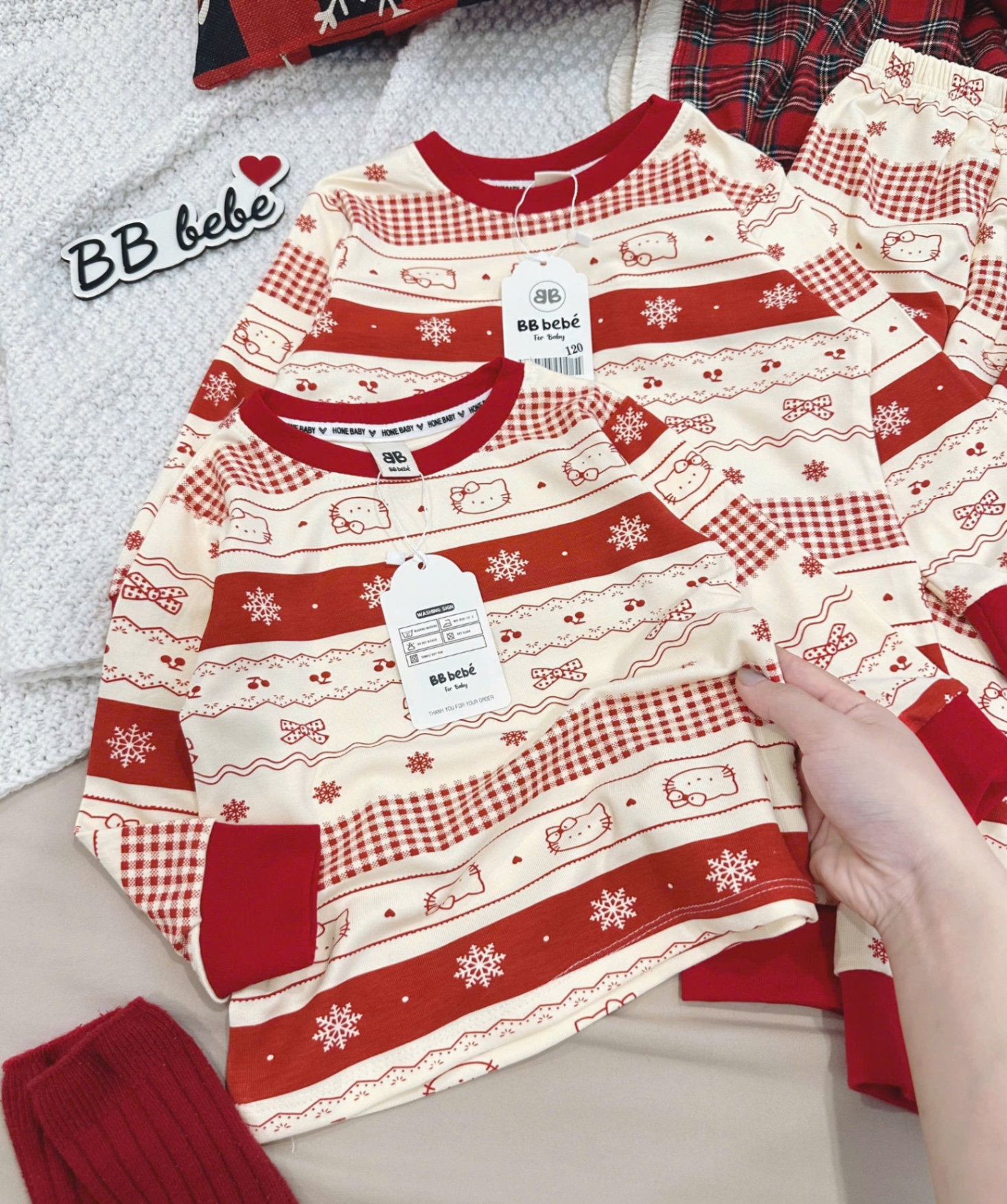 T038 - BỘ BÉ ZIP LÔNG BE NOEL BÔNG TUYẾT KITTY