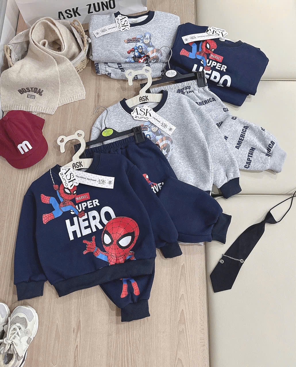 T040 - BỘ NỈ COTTON BÉ TRAI SUPER HERO