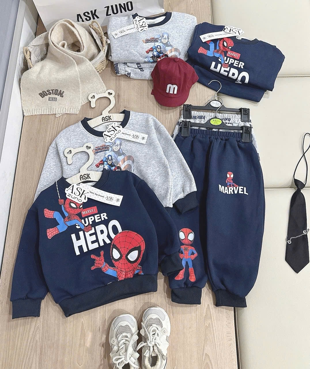 T040 - BỘ NỈ COTTON BÉ TRAI SUPER HERO