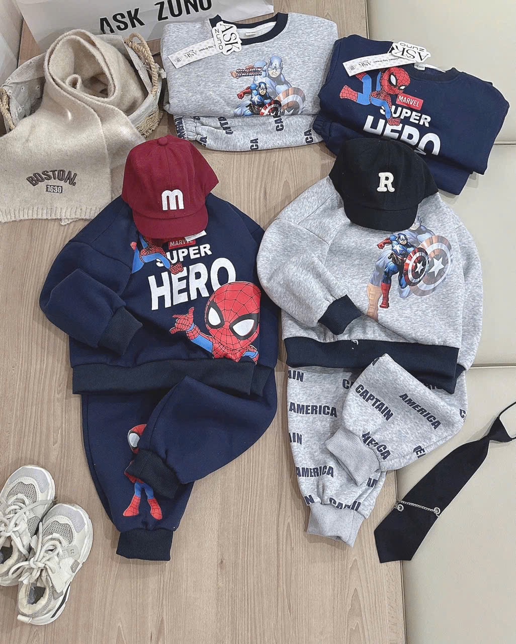 T040 - BỘ NỈ COTTON BÉ TRAI SUPER HERO
