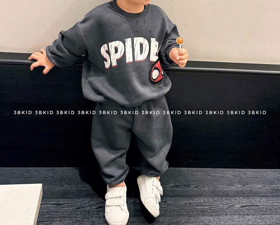 T045 - BỘ NỈ BÉ TRAI HAIDA NHỆN XAM SPIDEY