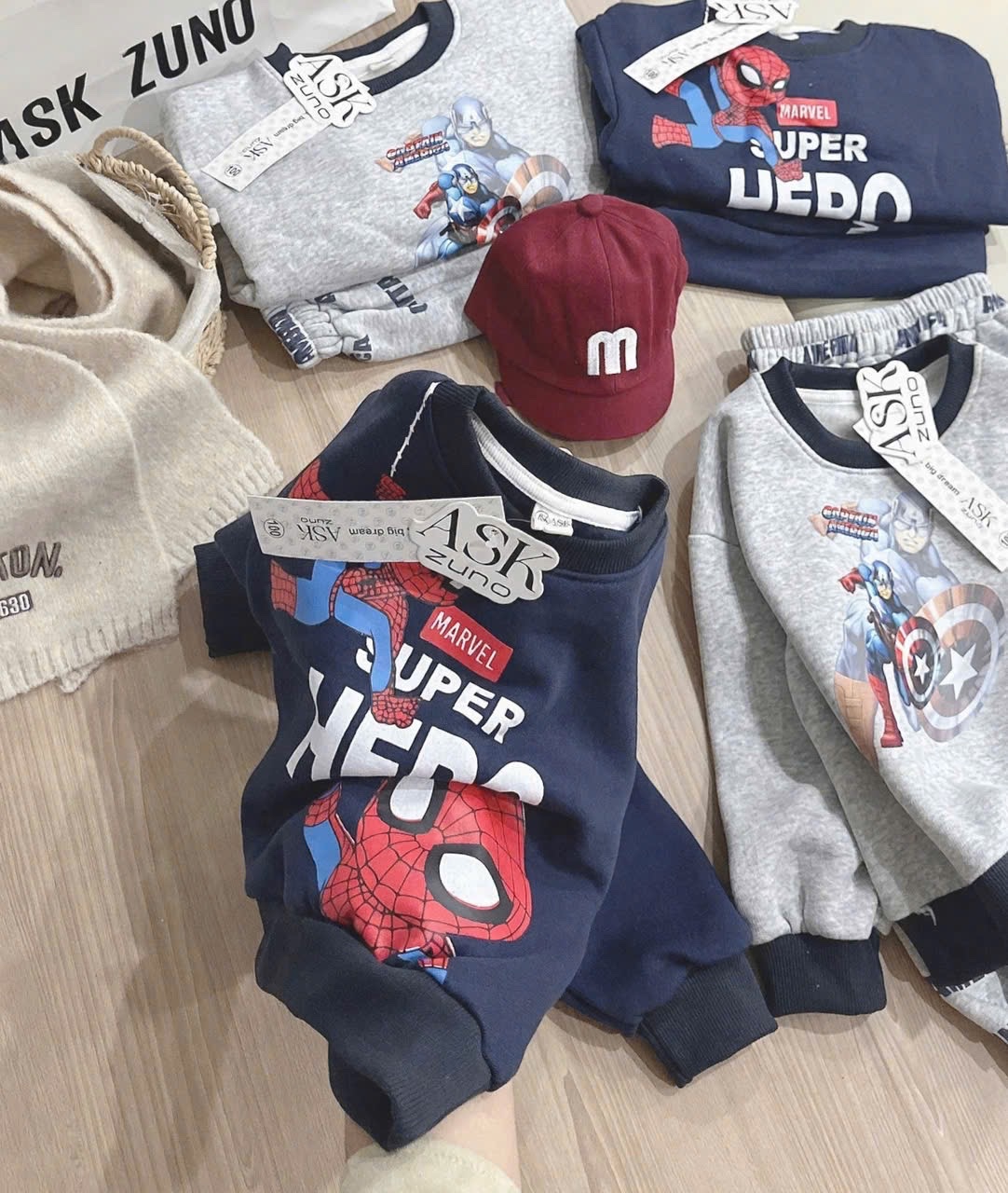 T040 - BỘ NỈ COTTON BÉ TRAI SUPER HERO