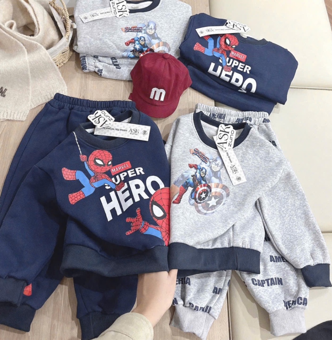 T040 - BỘ NỈ COTTON BÉ TRAI SUPER HERO