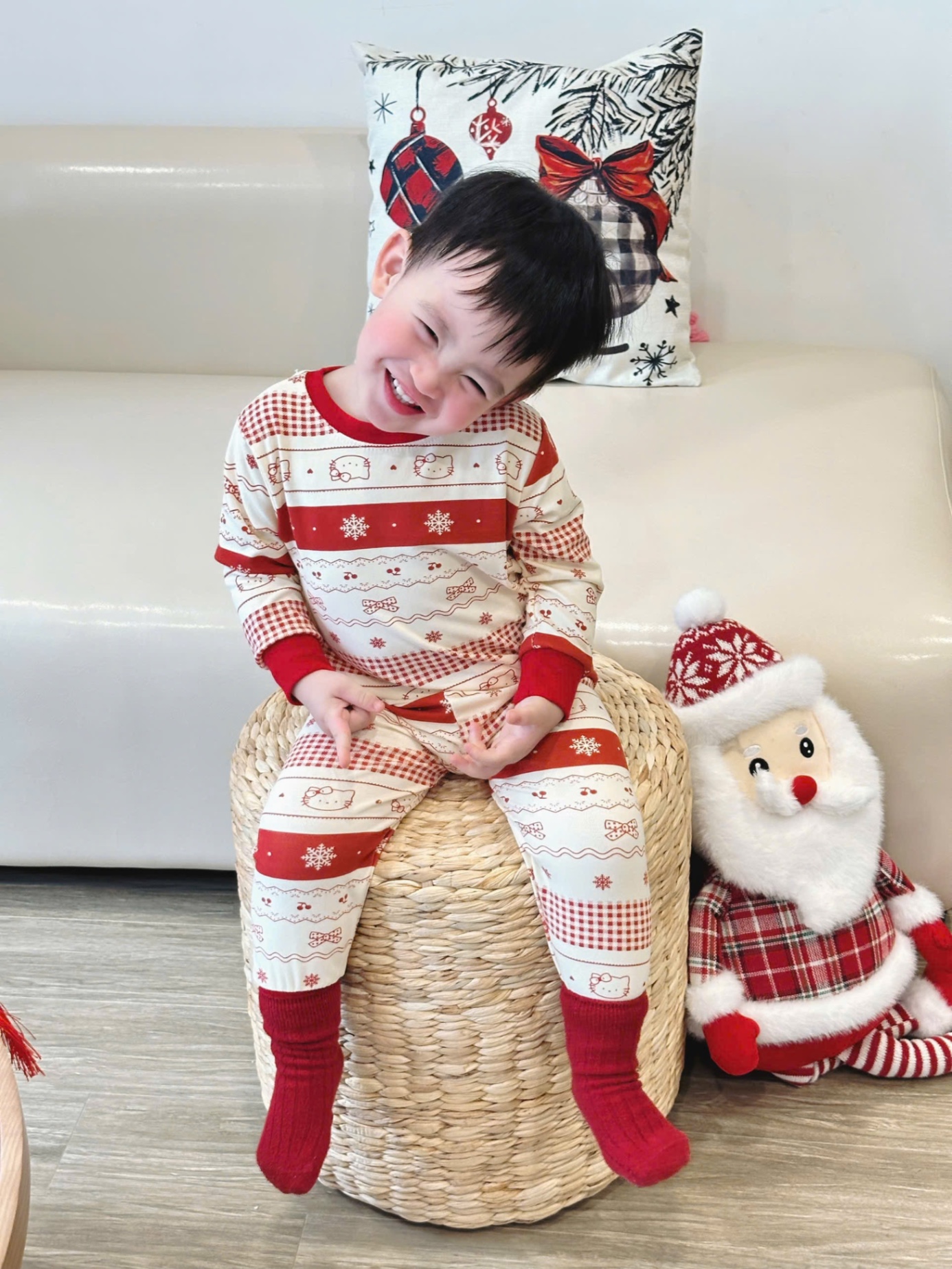 T038 - BỘ BÉ ZIP LÔNG BE NOEL BÔNG TUYẾT KITTY