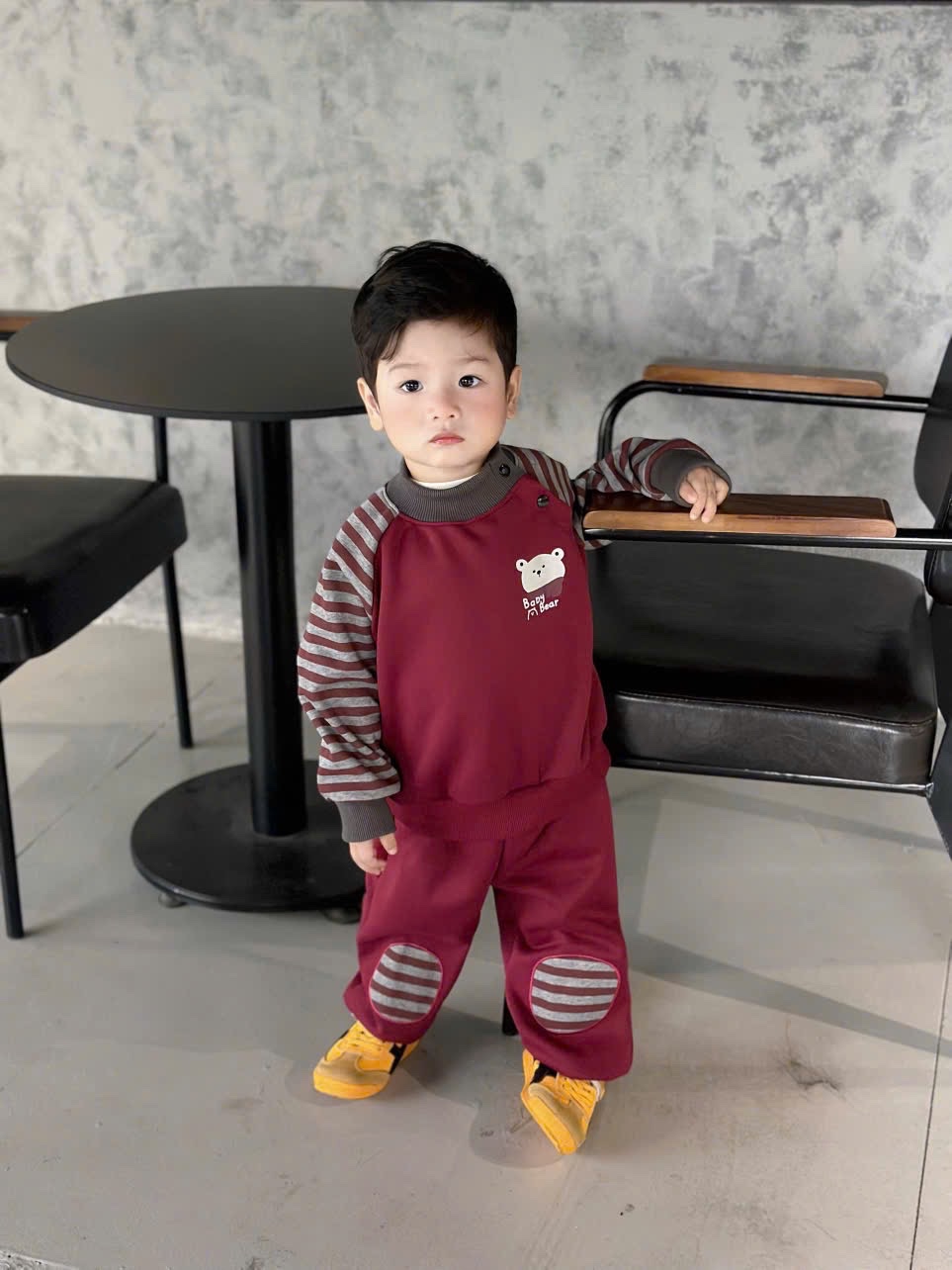 T046 - BỘ NỈ BÉ TRAI HAIDA TAY KẺ GẤU BABY BEAR