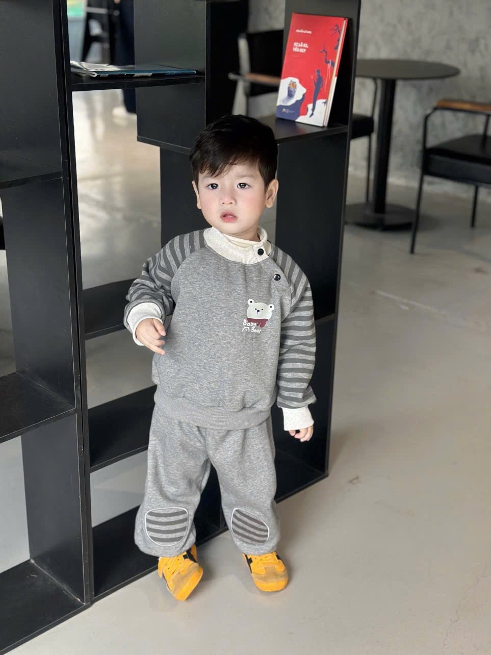 T046 - BỘ NỈ BÉ TRAI HAIDA TAY KẺ GẤU BABY BEAR