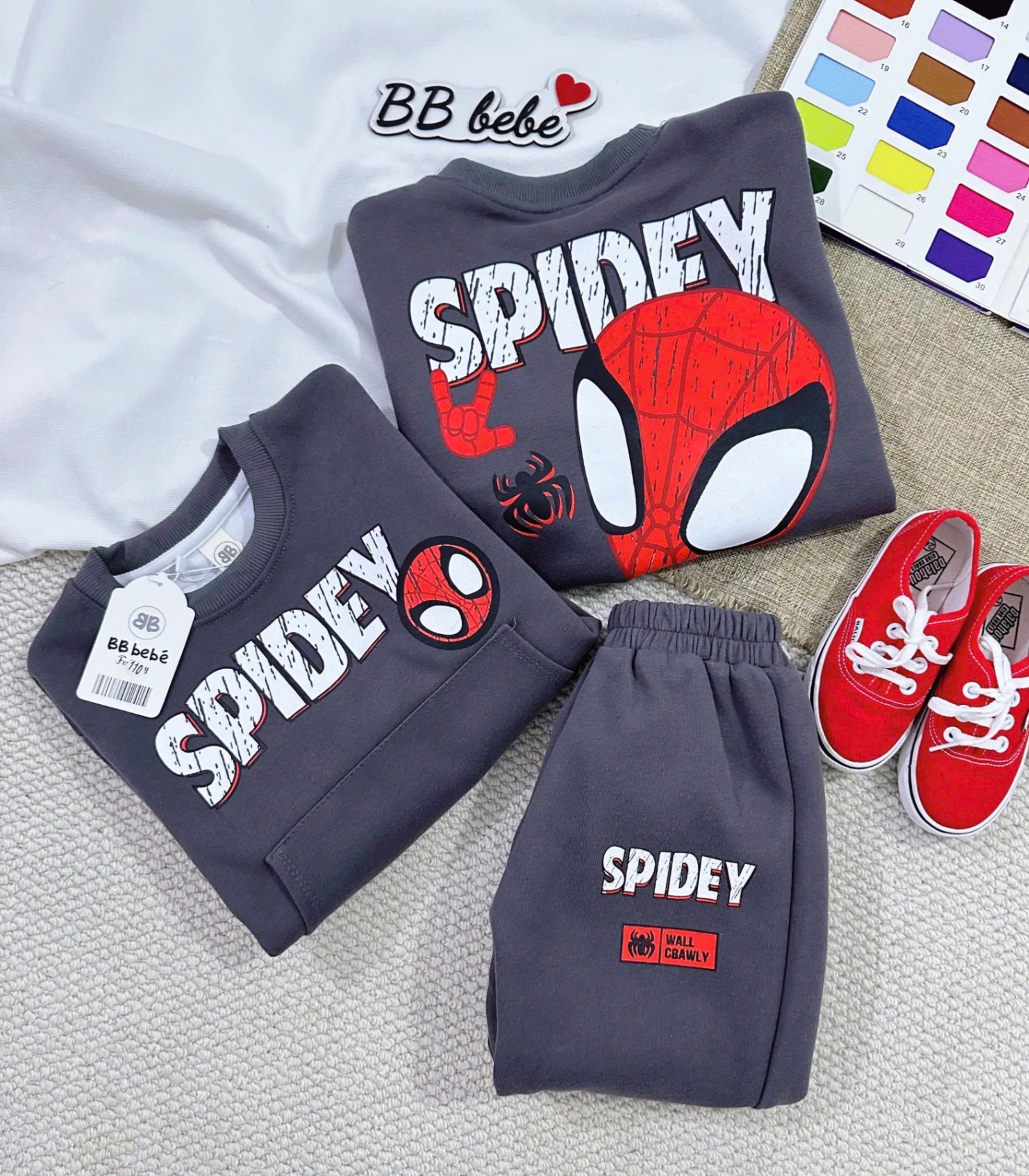 T045 - BỘ NỈ BÉ TRAI HAIDA NHỆN XAM SPIDEY