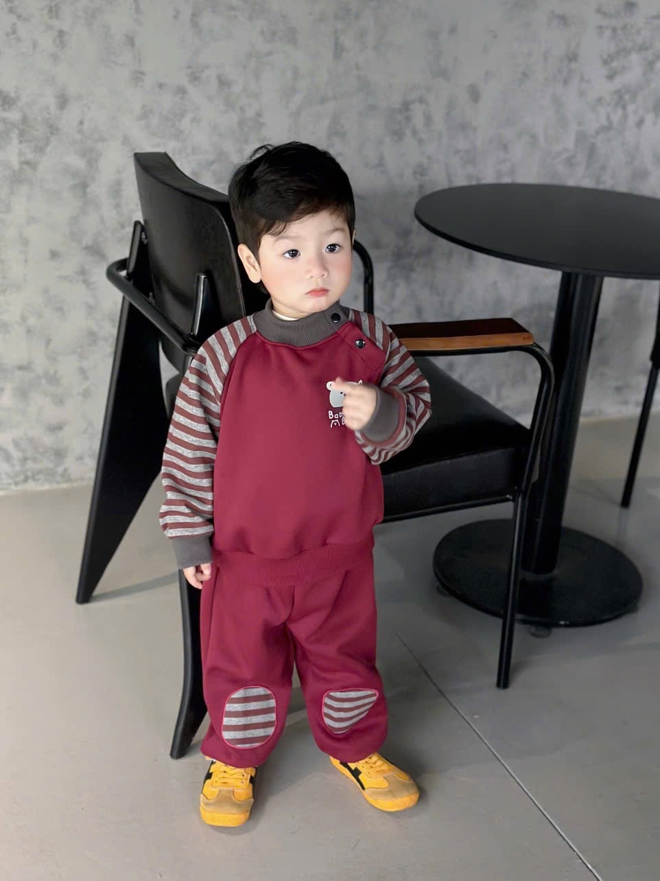 T046 - BỘ NỈ BÉ TRAI HAIDA TAY KẺ GẤU BABY BEAR