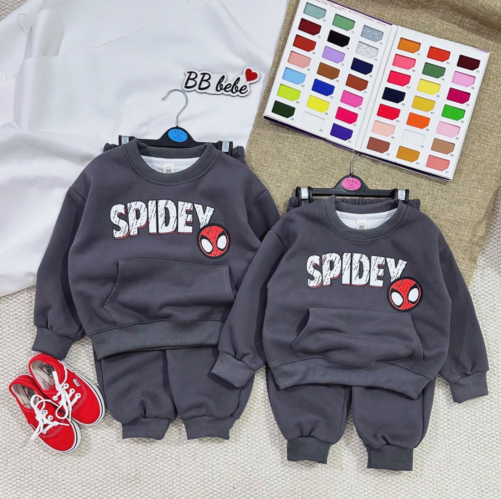 T045 - BỘ NỈ BÉ TRAI HAIDA NHỆN XAM SPIDEY