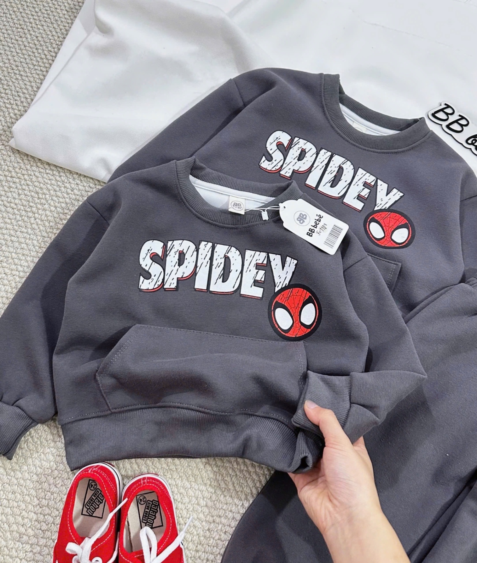 T045 - BỘ NỈ BÉ TRAI HAIDA NHỆN XAM SPIDEY