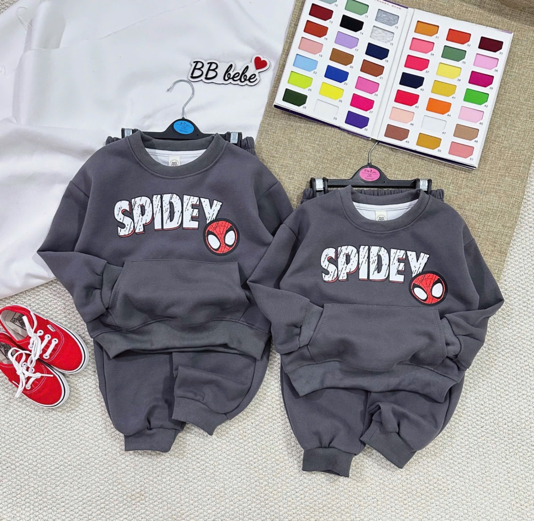 T045 - BỘ NỈ BÉ TRAI HAIDA NHỆN XAM SPIDEY