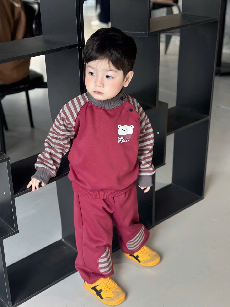 T046 - BỘ NỈ BÉ TRAI HAIDA TAY KẺ GẤU BABY BEAR