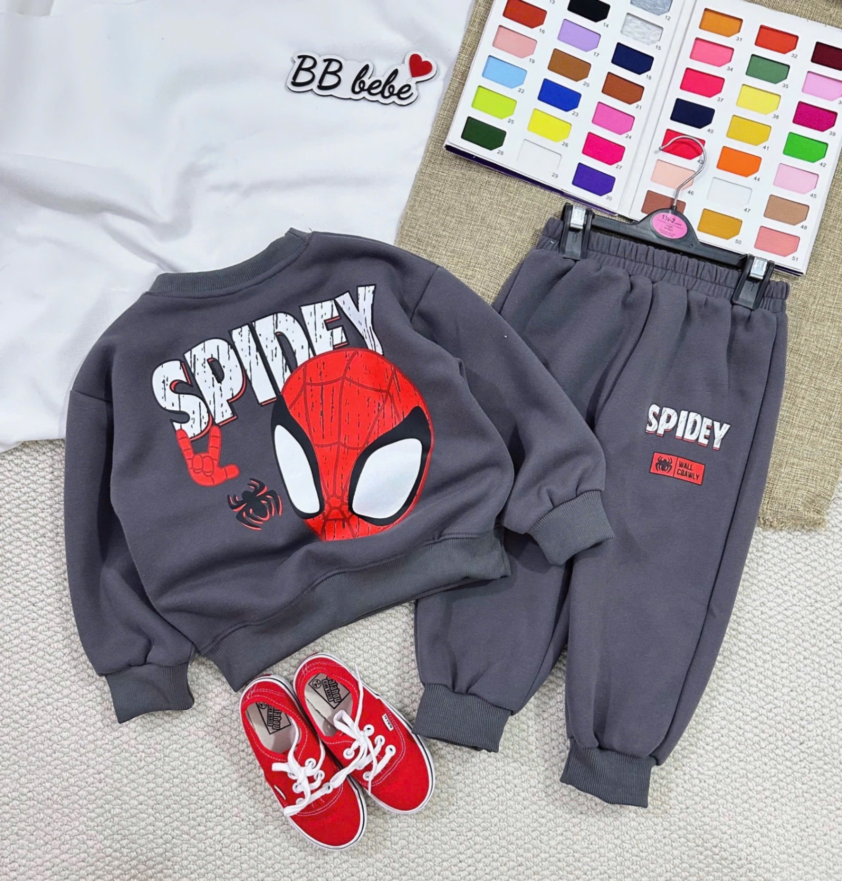 T045 - BỘ NỈ BÉ TRAI HAIDA NHỆN XAM SPIDEY