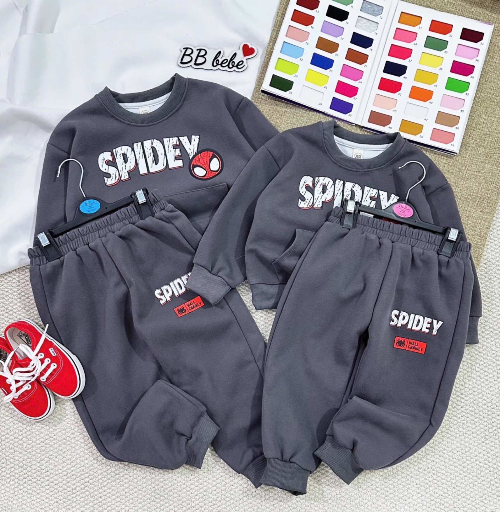 T045 - BỘ NỈ BÉ TRAI HAIDA NHỆN XAM SPIDEY