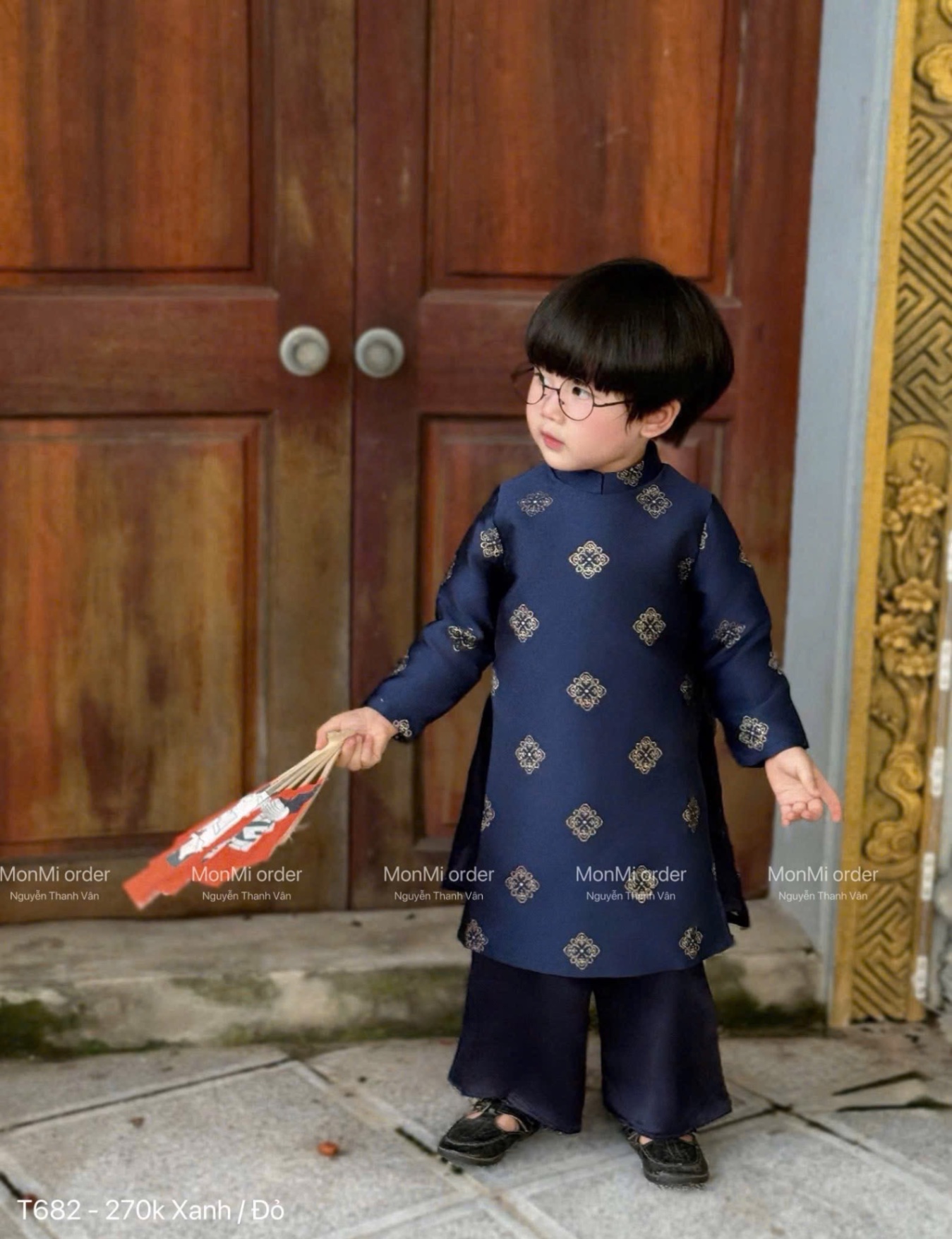 T051 - SET ÁO DÀI BÉ TRAI GẤM HOẠ TIẾT