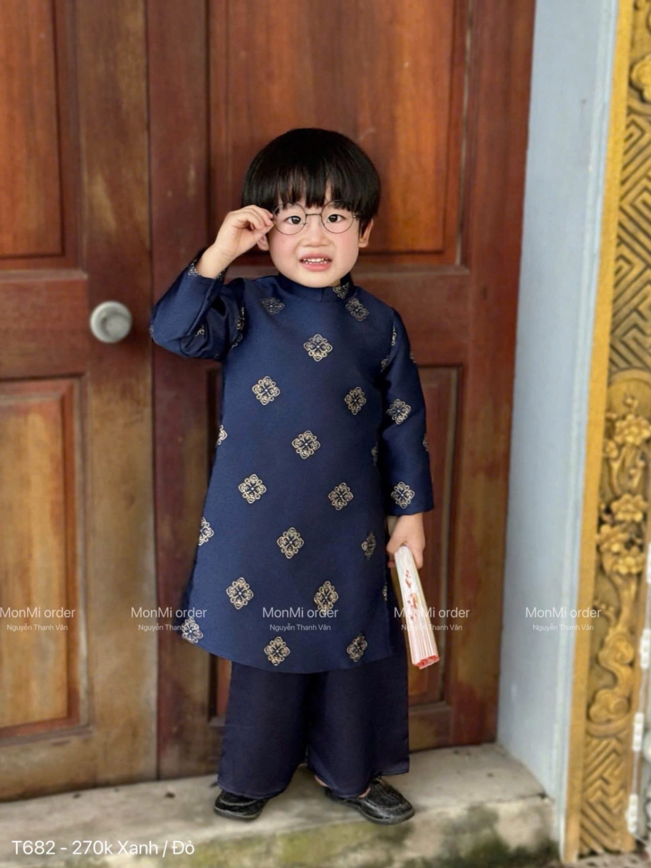 T051 - SET ÁO DÀI BÉ TRAI GẤM HOẠ TIẾT