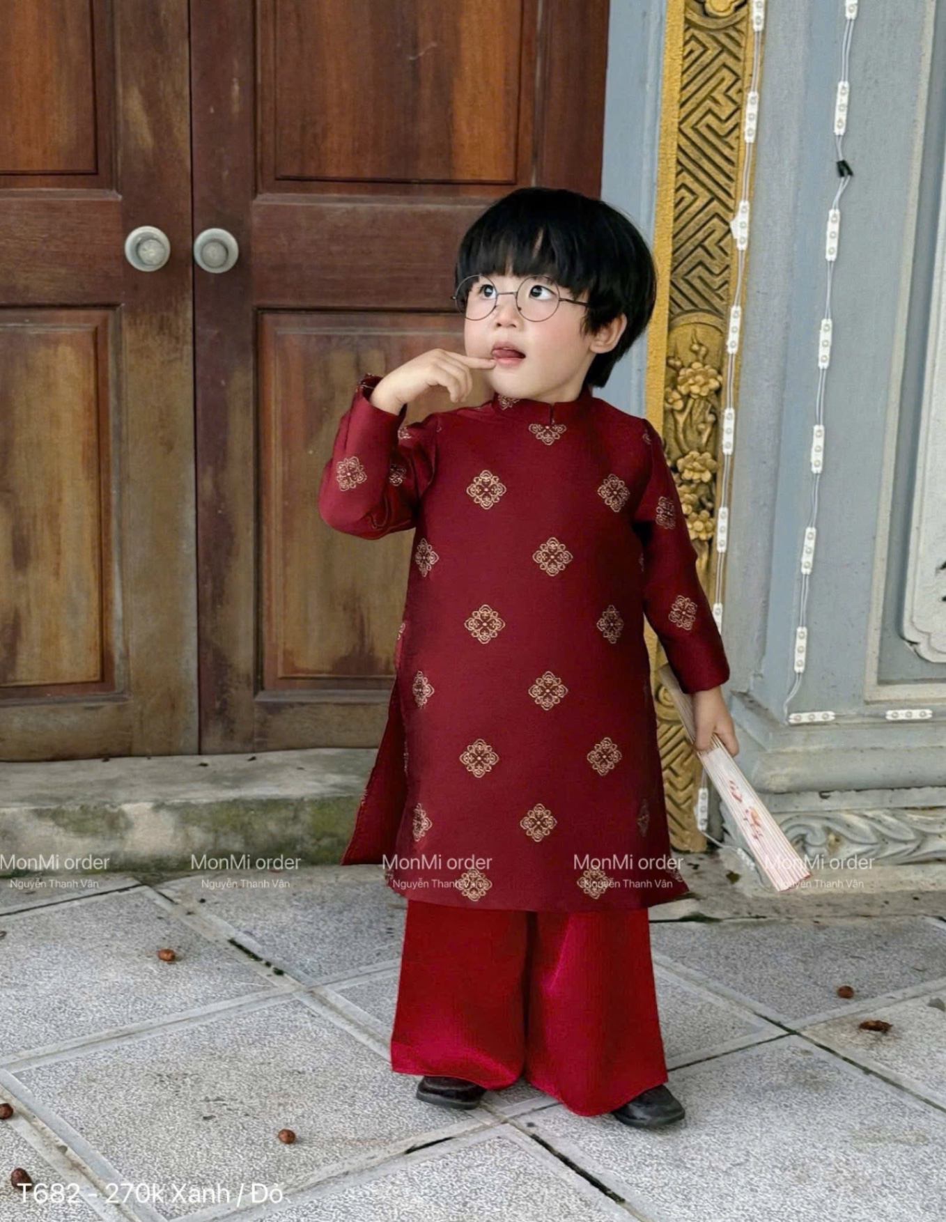 T051 - SET ÁO DÀI BÉ TRAI GẤM HOẠ TIẾT