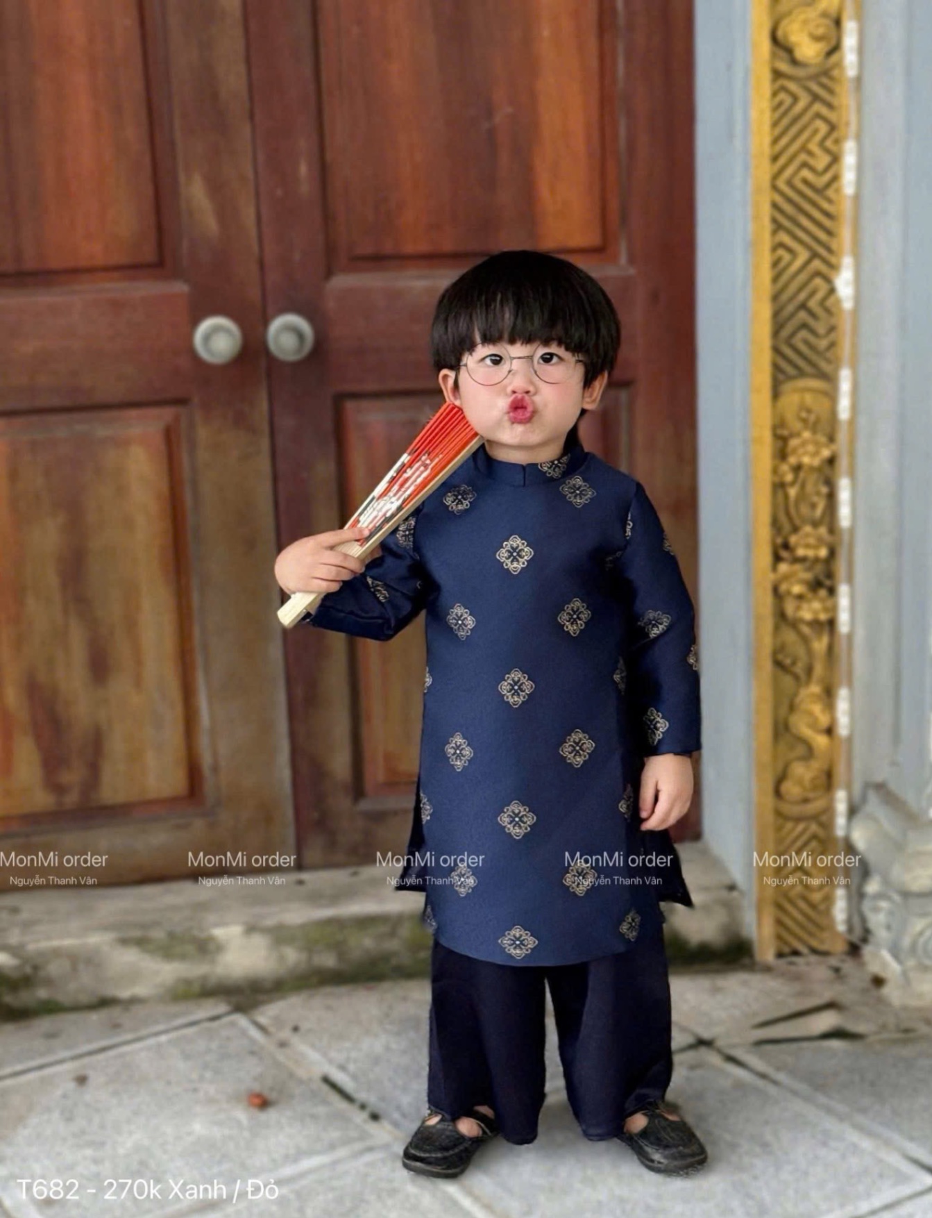 T051 - SET ÁO DÀI BÉ TRAI GẤM HOẠ TIẾT