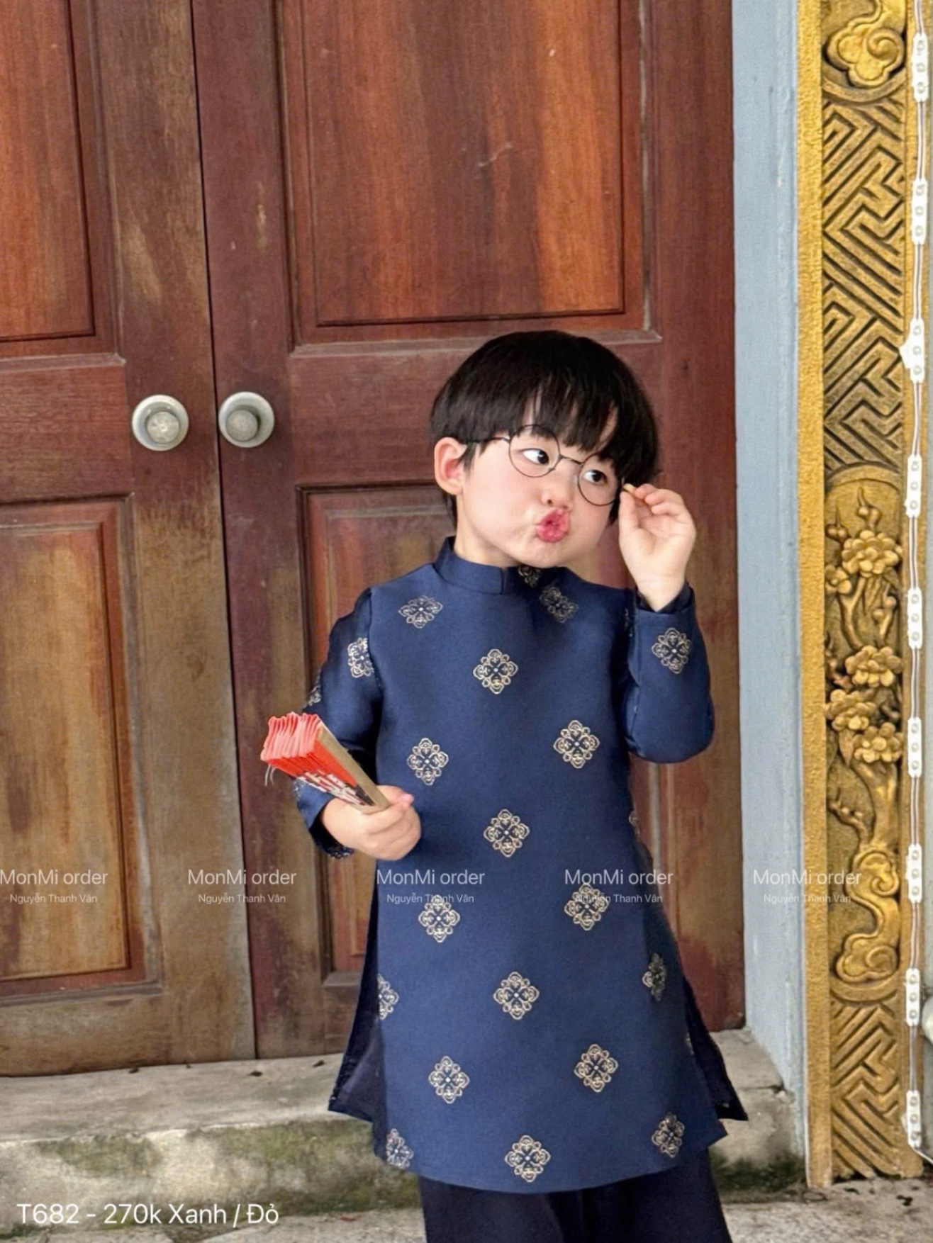 T051 - SET ÁO DÀI BÉ TRAI GẤM HOẠ TIẾT